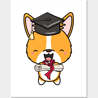 Funny Corgi is graduating Posters and Art